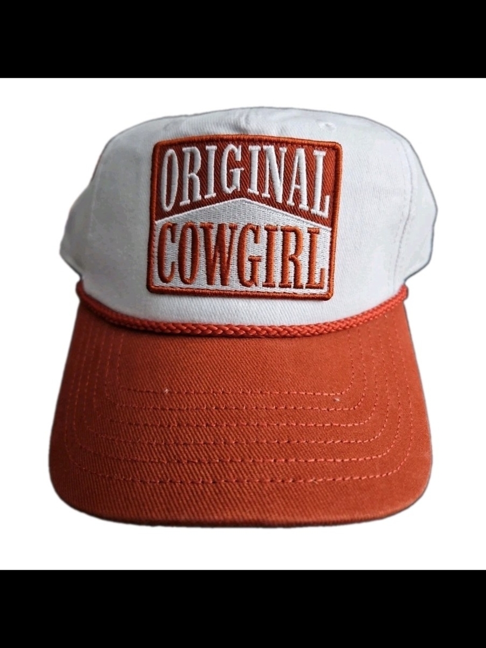 Mighty Fine Original Cowgirl White and Orange Trucker Hat